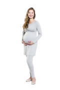 Kleid Galatea & Leggings Sedna Mom sweat grau-meliert, Model Kasia (1,70 m, Gr.34 im 8. Monat schwanger)