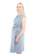 Kleid Erua blaugrau, Model Nadja (1,70 m, Gr. 32 im 7. Monat schwanger)