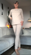 Jeggings Sedna sweat beige, Model Susanne (1,80 m, Gr. 42 long)